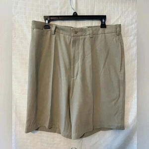Nat Nast luxury original Mens 100% Silk Shorts Size 35 Bermuda Pleated Khaki NWT